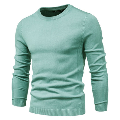 Men’s Thickened Slim Fit Knit Sweater – Crew Neck Pullover with Subtle Shine | LOW001