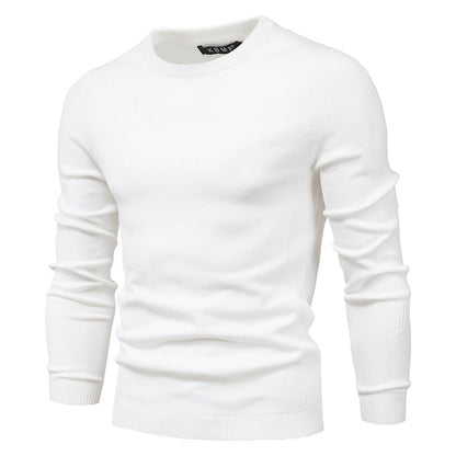 Men’s Thickened Slim Fit Knit Sweater – Crew Neck Pullover with Subtle Shine | LOW001