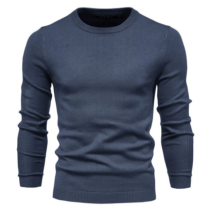 Men’s Thickened Slim Fit Knit Sweater – Crew Neck Pullover with Subtle Shine | LOW001