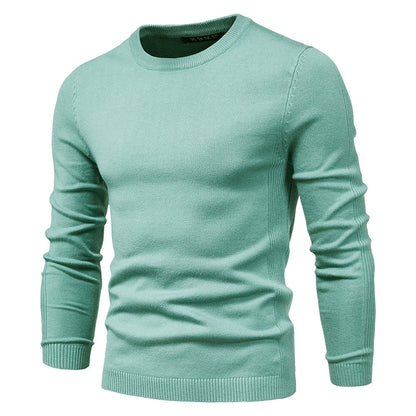 Men’s Thickened Slim Fit Knit Sweater – Crew Neck Pullover with Subtle Shine | LOW001