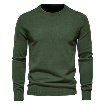 Men’s Thickened Slim Fit Knit Sweater – Crew Neck Pullover with Subtle Shine | LOW001