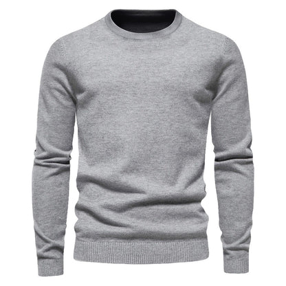 Men’s Thickened Slim Fit Knit Sweater – Crew Neck Pullover with Subtle Shine | LOW001