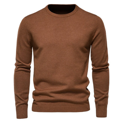Men’s Thickened Slim Fit Knit Sweater – Crew Neck Pullover with Subtle Shine | LOW001