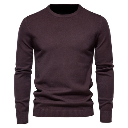 Men’s Thickened Slim Fit Knit Sweater – Crew Neck Pullover with Subtle Shine | LOW001