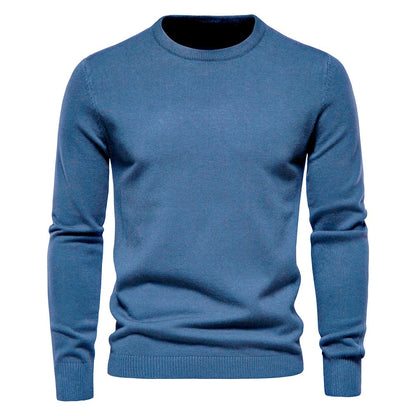 Men’s Thickened Slim Fit Knit Sweater – Crew Neck Pullover with Subtle Shine | LOW001