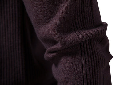 Men’s Thickened Slim Fit Knit Sweater – Crew Neck Pullover with Subtle Shine | LOW001