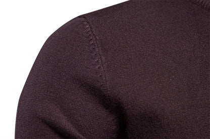 Men’s Thickened Slim Fit Knit Sweater – Crew Neck Pullover with Subtle Shine | LOW001