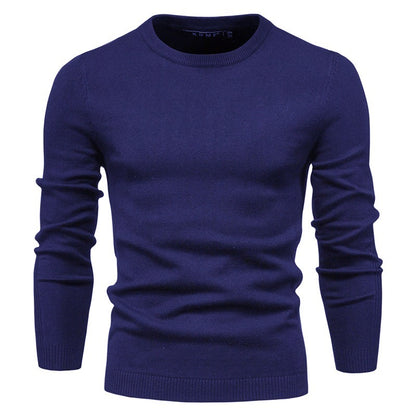 Men’s Thickened Slim Fit Knit Sweater – Crew Neck Pullover with Subtle Shine | LOW001