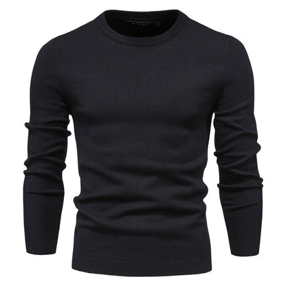 Men’s Thickened Slim Fit Knit Sweater – Crew Neck Pullover with Subtle Shine | LOW001