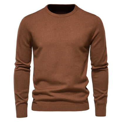 Men’s Thickened Slim Fit Knit Sweater – Crew Neck Pullover with Subtle Shine | LOW001