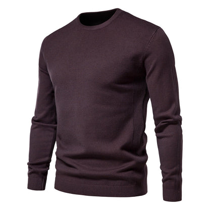 Men’s Thickened Slim Fit Knit Sweater – Crew Neck Pullover with Subtle Shine | LOW001