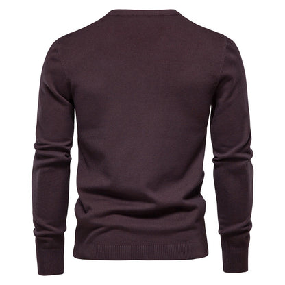 Men’s Thickened Slim Fit Knit Sweater – Crew Neck Pullover with Subtle Shine | LOW001