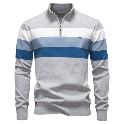 Men’s Half-Zip Mock Neck Knitted Sweater – Slim Fit Pullover for Autumn & Winter | Y245