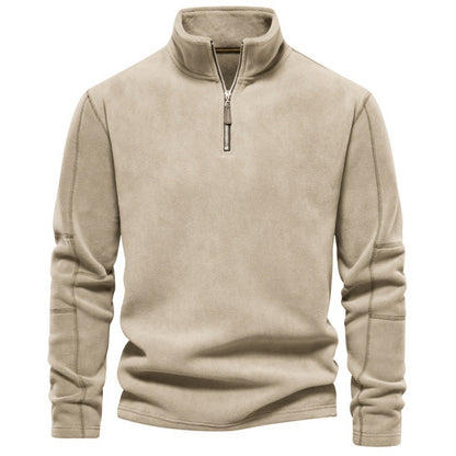 Men’s Fleece Pullover Sweatshirts | Autumn-Winter 2025 Europe Fashion | Half-Zip Stand Collar Tops | HD08