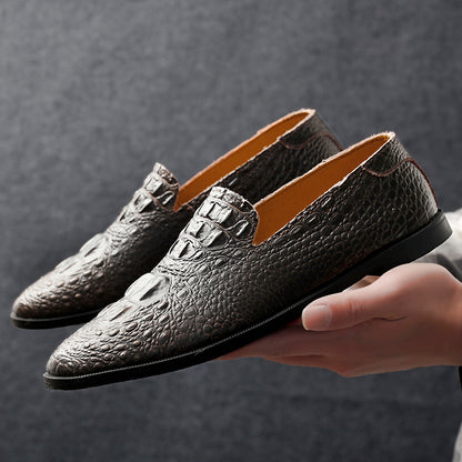 Men's Moccasin Pointy Toe Casual Loafer Slip On Driving Alligator Pattern Shoes | 2033