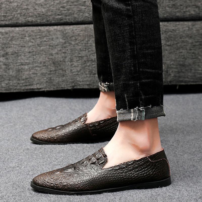 Men's Moccasin Pointy Toe Casual Loafer Slip On Driving Alligator Pattern Shoes | 2033