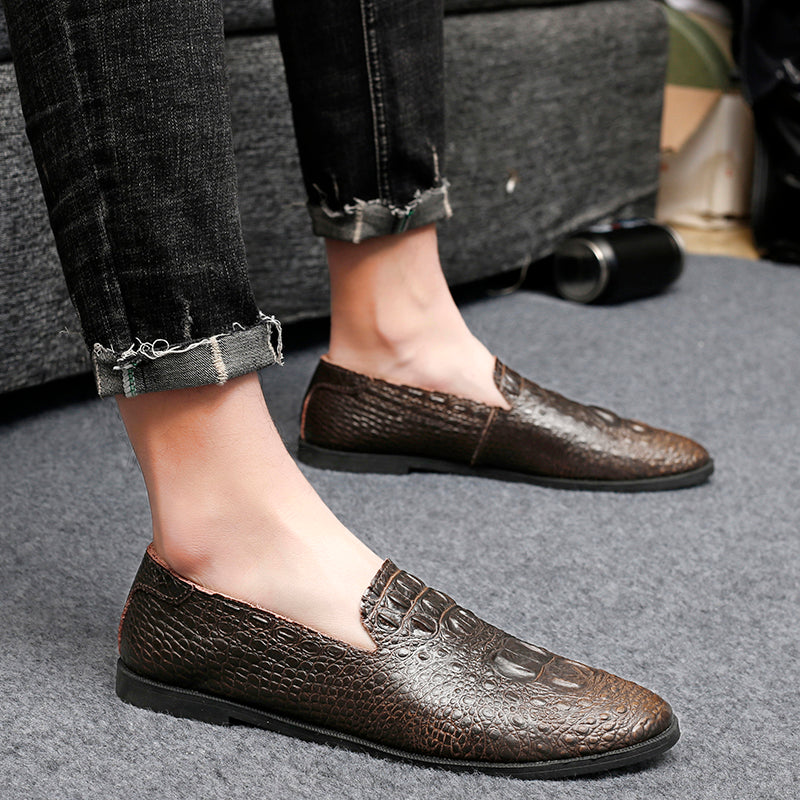 Men's Moccasin Pointy Toe Casual Loafer Slip On Driving Alligator Pattern Shoes | 2033