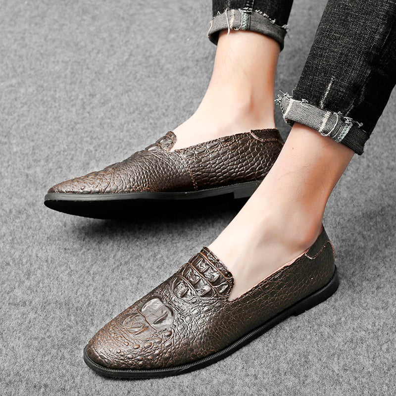 Men's Moccasin Pointy Toe Casual Loafer Slip On Driving Alligator Pattern Shoes | 2033