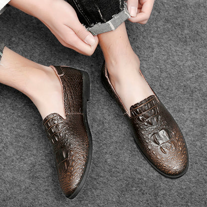 Men's Moccasin Pointy Toe Casual Loafer Slip On Driving Alligator Pattern Shoes | 2033