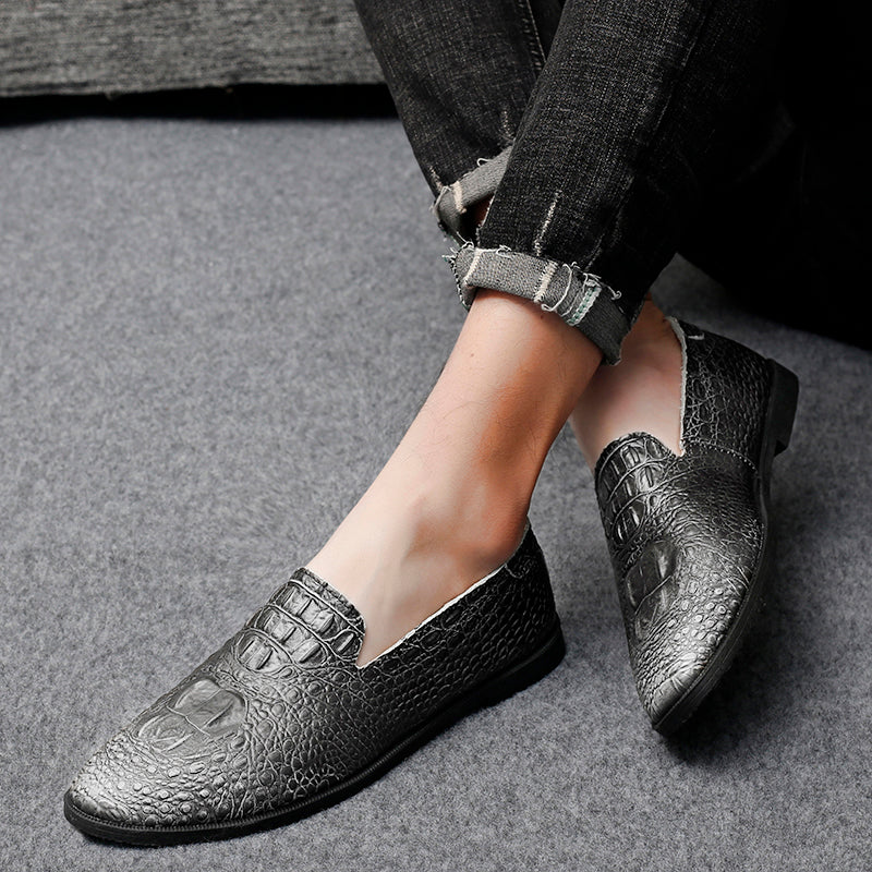 Men's Moccasin Pointy Toe Casual Loafer Slip On Driving Alligator Pattern Shoes | 2033