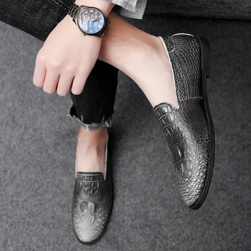 Men's Moccasin Pointy Toe Casual Loafer Slip On Driving Alligator Pattern Shoes | 2033