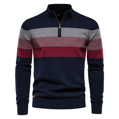 Men’s Half-Zip Mock Neck Knitted Sweater – Slim Fit Pullover for Autumn & Winter | Y245