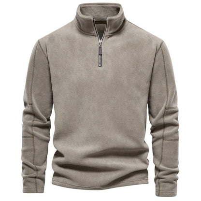 Men’s Fleece Pullover Sweatshirts | Autumn-Winter 2025 Europe Fashion | Half-Zip Stand Collar Tops | HD08