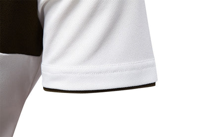 Men's Embroidered Deer Contrast V-Neck Polo Shirt - 2025 Summer Slim-Fit Casual Top | PL7002