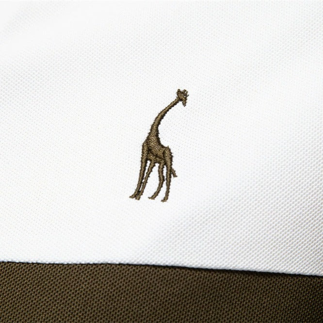Men's Embroidered Deer Contrast V-Neck Polo Shirt - 2025 Summer Slim-Fit Casual Top | PL7002