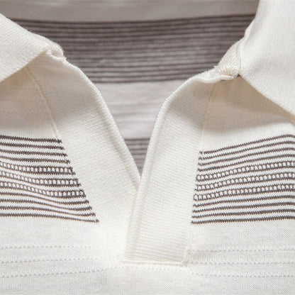 Men's Washed Stripe Polo Shirt - 2025 Summer Slim-Fit Cotton Blend Top | PL7225