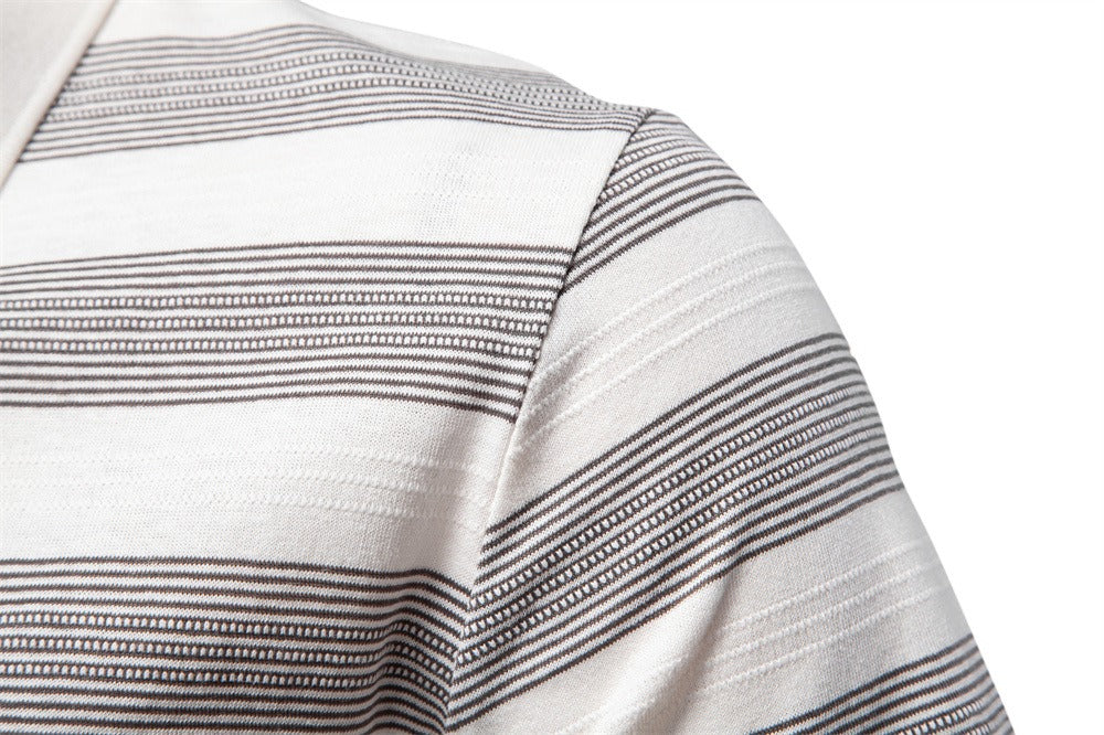 Men's Washed Stripe Polo Shirt - 2025 Summer Slim-Fit Cotton Blend Top | PL7225