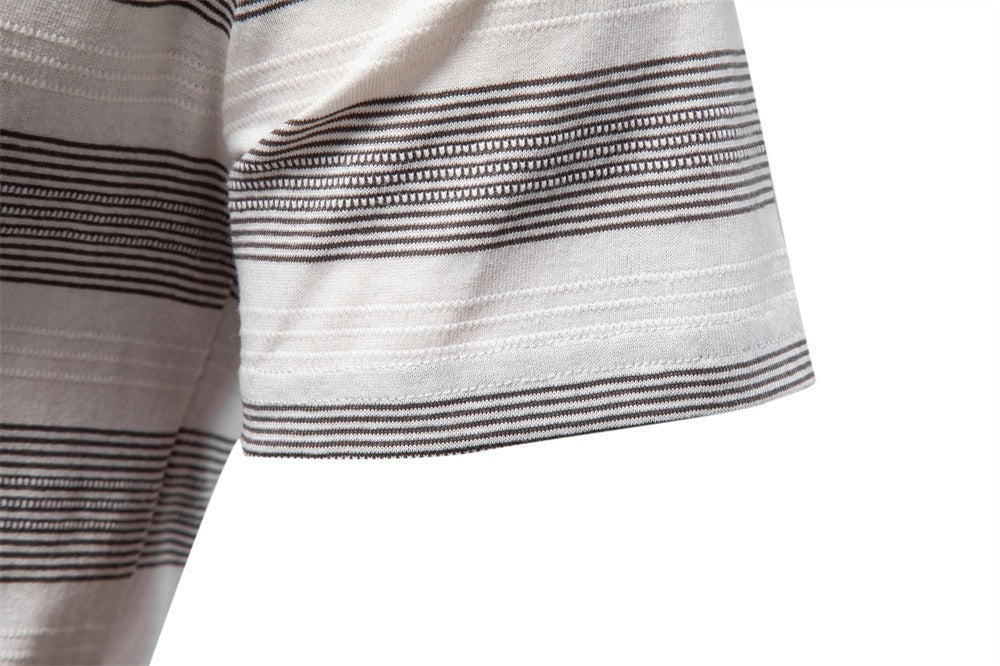 Men's Washed Stripe Polo Shirt - 2025 Summer Slim-Fit Cotton Blend Top | PL7225