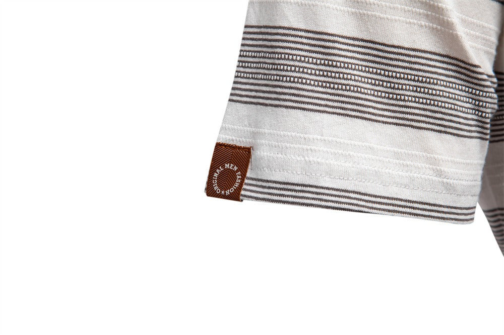 Men's Washed Stripe Polo Shirt - 2025 Summer Slim-Fit Cotton Blend Top | PL7225