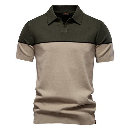 Men's Two-Tone Knit Polo Shirt - 2025 Summer Slim-Fit Business Casual Top | PSD8041