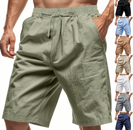 Men's Lightweight Linen-Blend Beach Shorts - Relaxed Fit 5-Inch Casual Shorts | WW-2