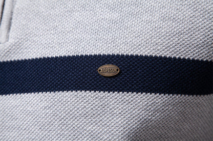 Men’s Half-Zip Stand Collar Knit Sweater – Colorblock Casual Pullover | SW135