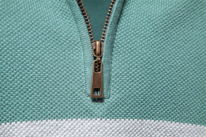 Men’s Half-Zip Stand Collar Knit Sweater – Colorblock Casual Pullover | SW135