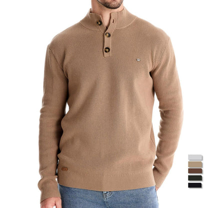 Men’s High-Neck Zip Cardigan Sweater – Solid Color Knit Pullover, Business Casual Warm Winter Jacket for Men | SW833