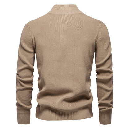 Men’s High-Neck Zip Cardigan Sweater – Solid Color Knit Pullover, Business Casual Warm Winter Jacket for Men | SW833