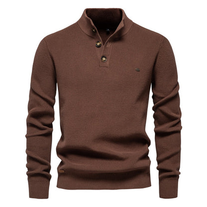 Men’s High-Neck Zip Cardigan Sweater – Solid Color Knit Pullover, Business Casual Warm Winter Jacket for Men | SW833