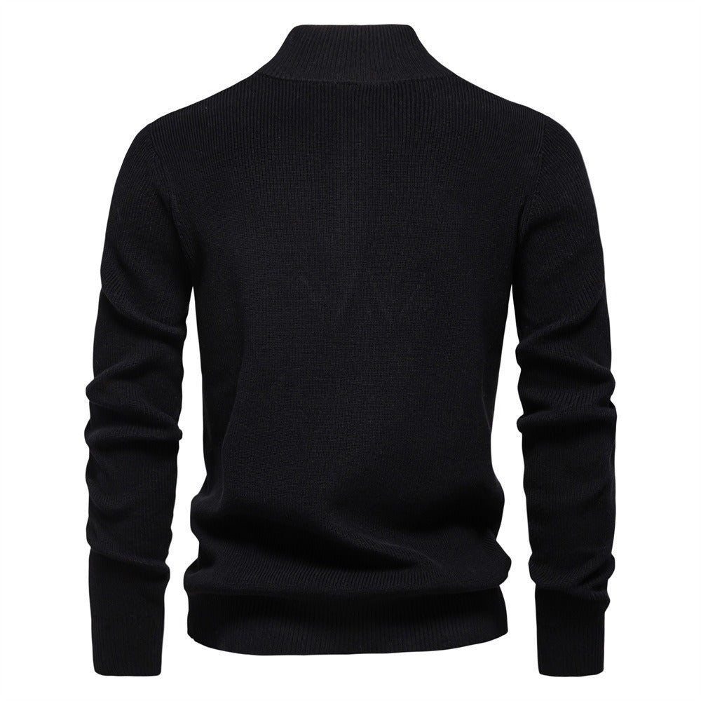 Men’s High-Neck Zip Cardigan Sweater – Solid Color Knit Pullover, Business Casual Warm Winter Jacket for Men | SW833