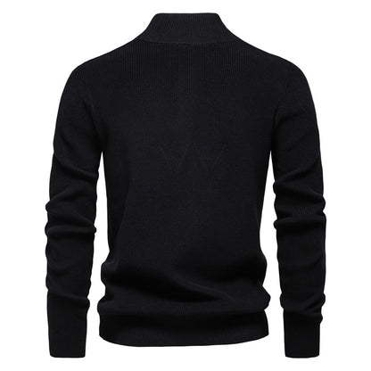 Men’s High-Neck Zip Cardigan Sweater – Solid Color Knit Pullover, Business Casual Warm Winter Jacket for Men | SW833