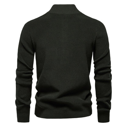 Men’s High-Neck Zip Cardigan Sweater – Solid Color Knit Pullover, Business Casual Warm Winter Jacket for Men | SW833