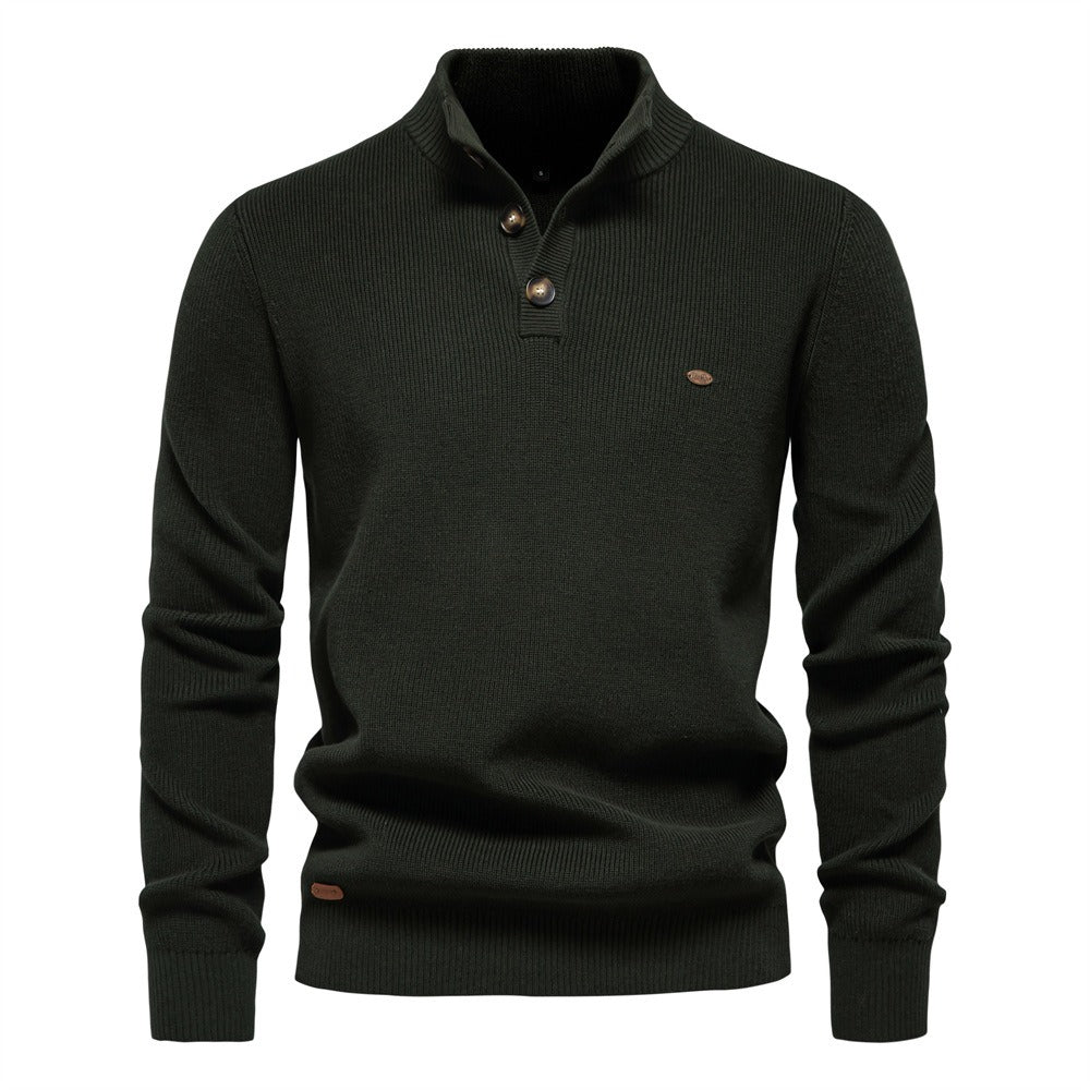 Men’s High-Neck Zip Cardigan Sweater – Solid Color Knit Pullover, Business Casual Warm Winter Jacket for Men | SW833