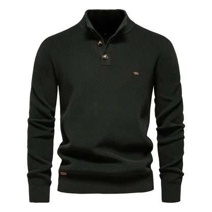 Men’s High-Neck Zip Cardigan Sweater – Solid Color Knit Pullover, Business Casual Warm Winter Jacket for Men | SW833