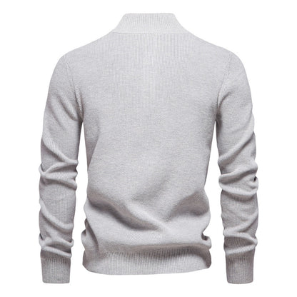 Men’s High-Neck Zip Cardigan Sweater – Solid Color Knit Pullover, Business Casual Warm Winter Jacket for Men | SW833