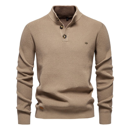 Men’s High-Neck Zip Cardigan Sweater – Solid Color Knit Pullover, Business Casual Warm Winter Jacket for Men | SW833