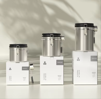 Stainless Steel Coffee Canister – Airtight Storage with CO₂ Valve & Date Tracker (1.5L / 1.8L) | NB-MFG