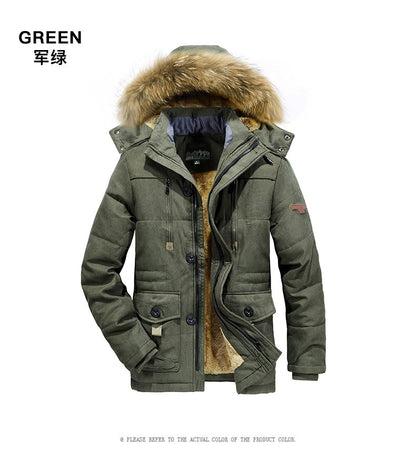 Men's Hooded Cotton Jacket Thick Fleece Lined Slim Coat Parkas Warm Casual | 7176