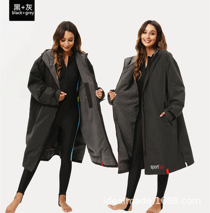 Sportfun Hooded Swim Robe – Water-Resistant, Fleece-Lined Changing Poncho | SPFF301